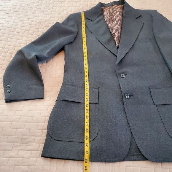 VTG Manstyle Leisure Blazer 70's Grey Poly Disco Western Collar Pockets 42R Belk - Picture 6 of 16